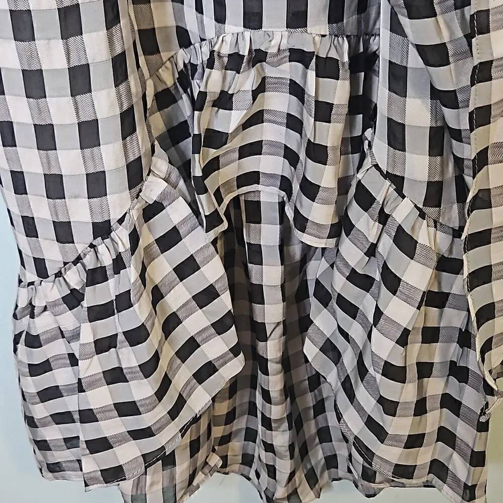 Dress The Population blk/wh checkered gingham ruffled dress.NWT. Size L.